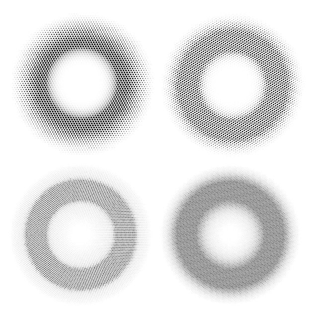 Símbolo de elementos de diseño Icono editable Círculos de semitono patrón de punto de semitono sobre fondo blanco Marco de ilustración vectorial eps 10 con puntos aleatorios abstractos negros para tecnología cosmética
