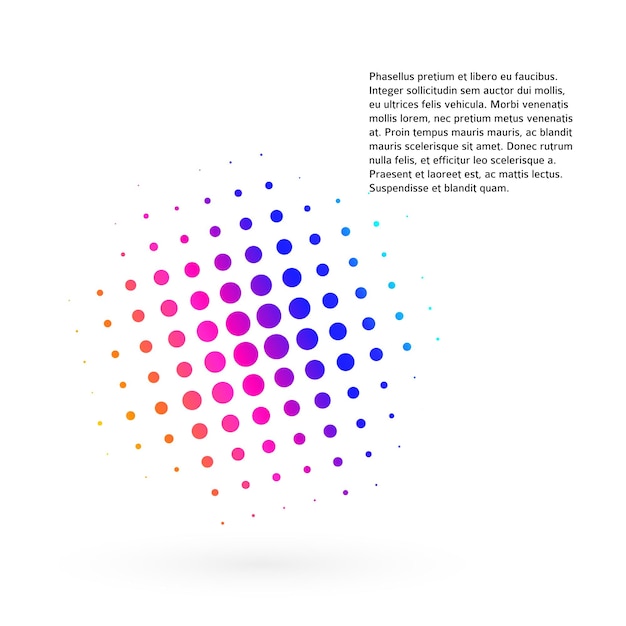 Símbolo de elementos de diseño Icono editable Colores de patrón de puntos de círculo de medios tonos sobre fondo blanco Marco de ilustración vectorial eps 10 con puntos aleatorios Formulario gráfico de datos para boletines de página de diseño de folleto
