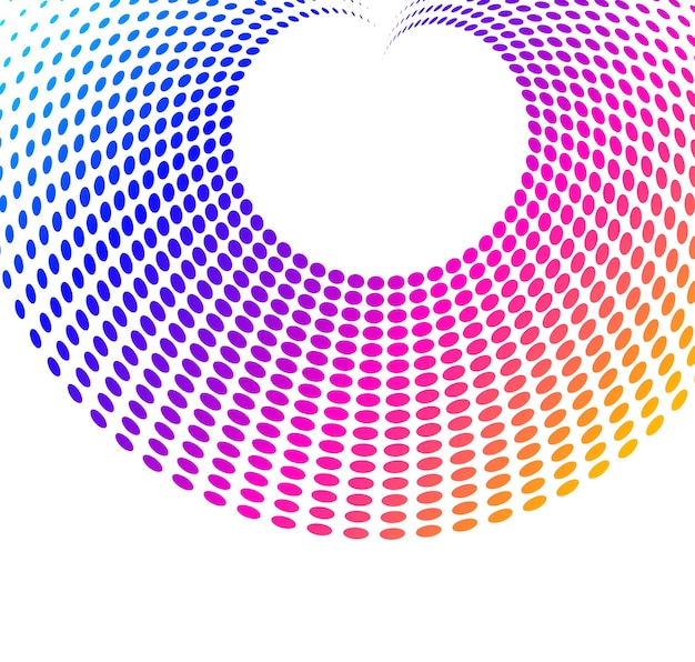 Símbolo de elementos de diseño Remolino de patrón de círculo de punto de marco de semitono de color editable sobre fondo blanco Marco de ilustración vectorial eps 10 con puntos aleatorios de colores Icono de borde redondo usando punto de círculo de semitono