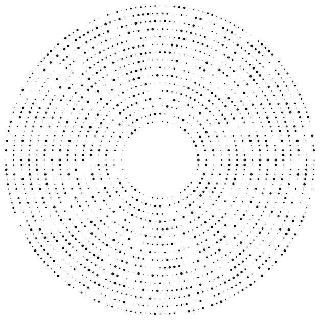 Símbolo de elementos de diseño remolino de patrón de círculo de punto de marco de semitono de color editable sobre fondo blanco marco de ilustración vectorial eps 10 con puntos negros aleatorios icono de borde redondo usando puntos de círculo de semitono