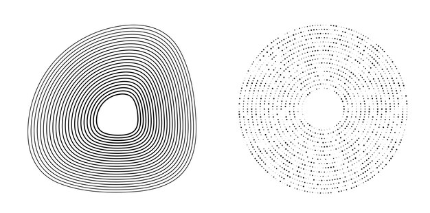 Símbolo de elementos de diseño Remolino de patrón de círculo de punto de marco de semitono de color editable sobre fondo blanco Marco de ilustración vectorial eps 10 con puntos negros aleatorios Icono de borde redondo usando puntos de círculo de semitono