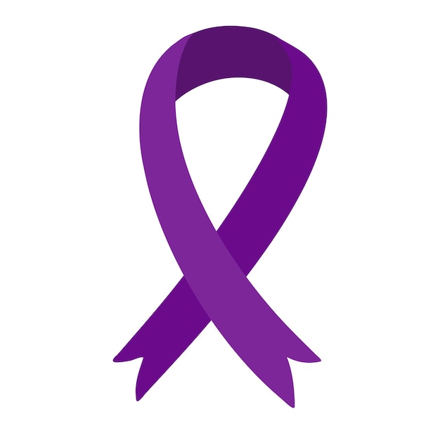 Vector símbolo del emblema de la cinta púrpura para el mes de concientización sobre la demencia enfermedad de alzheimer aislado en blanco