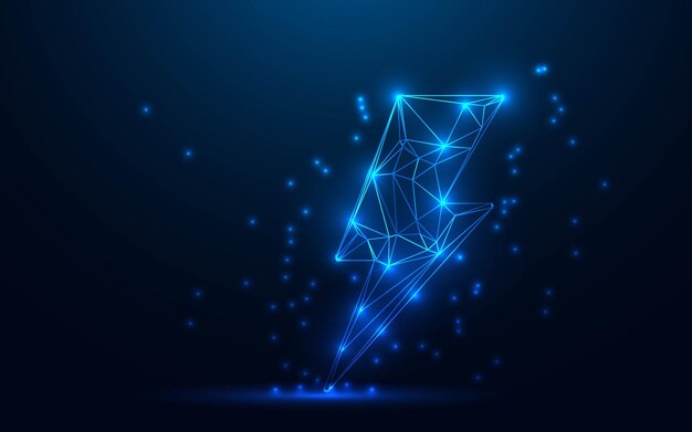 Símbolo de energía futurista de energía digital Icono de energía digital Carga eléctrica poligonal Tecnología chispa