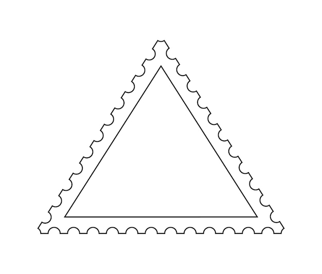 Símbolo de esquema de sello postal triangular Sello postal vacío Matasellos de papel Etiqueta de marco postal perforado