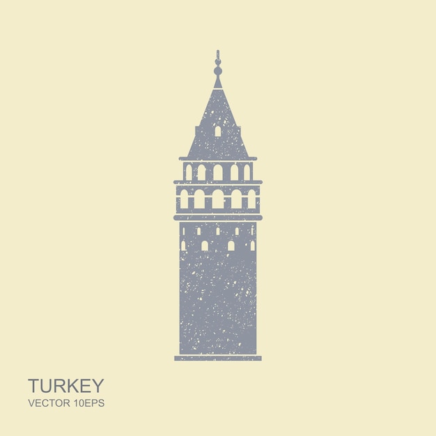 Símbolo de Estambul y Turquía Torre de Gálata vector icono plano