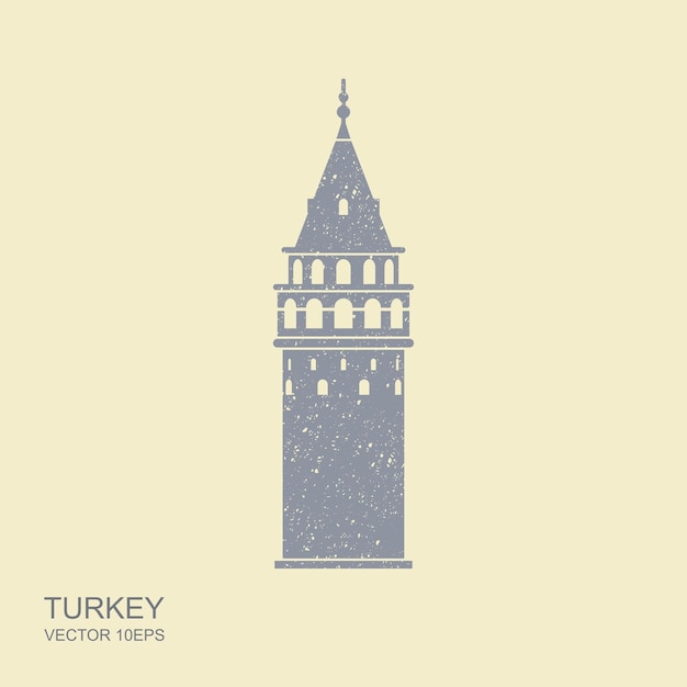 Vector símbolo de estambul y turquía torre de gálata vector icono plano