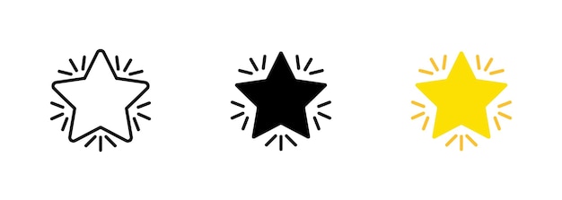 Un símbolo de estrella brillante que a menudo se usa para representar una idea brillante o brillante, una luz guía o un sentido de esperanza o inspiración Vector conjunto de iconos en línea negro y estilos coloridos aislados