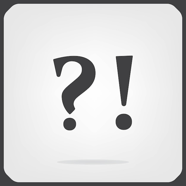 Símbolo de exclamación y signo de interrogación Ilustración vectorial sobre fondo gris Eps 10