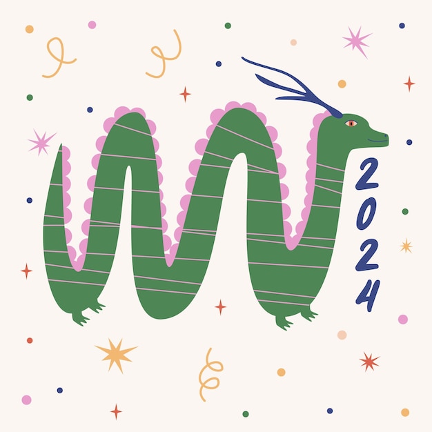 Símbolo Feliz año nuevo chino 2024 Dragón Colorido abstracto moderno postal cartel tarjeta de felicitación
