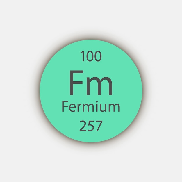 Símbolo de fermio Elemento químico de la tabla periódica Ilustración vectorial