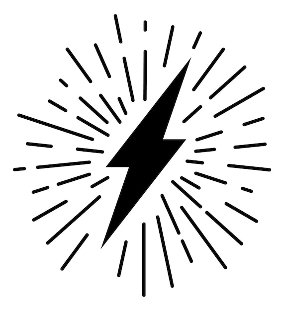 Símbolo de flash en estilo de cómic retro Signo de energía rápida