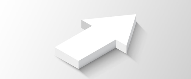 Símbolo de flecha minimalista blanco 3d ilustración vectorial