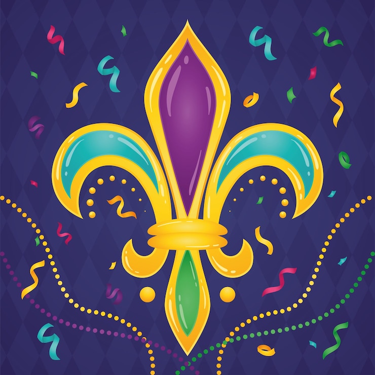 Vector símbolo de flor de lis de color aislado mardi gras poster vector