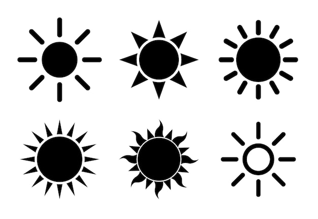 símbolo de forma de sol ilustración vectorial en blanco y negro de un conjunto de iconos de estrellas simples