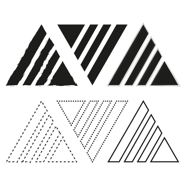 Símbolo de franja triangular Forma geométrica áspera Figura alineada vectorial Contorno mínimo negro