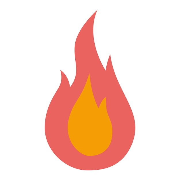 Símbolo de fuego y llama estilo de dibujos animados Ilustración de vector moderno de moda aislado sobre fondo blanco diseño plano dibujado a mano