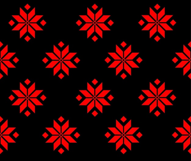 Símbolo de fuego del patrón ornamental bielorruso de flor de maíz de color rojo y negro
