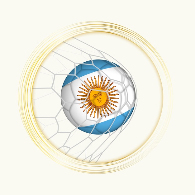 Vector símbolo de fútbol abstracto con ilustración de la pelota de argentina en la red de fútbol