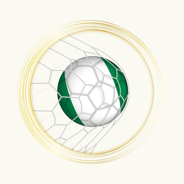 Símbolo de fútbol abstracto con ilustración de la pelota de Nigeria en la red de fútbol