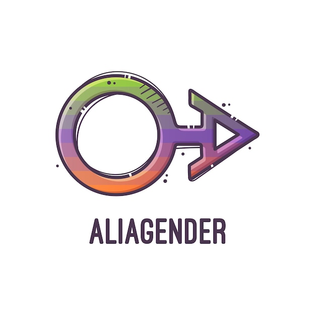 Símbolo de género Aliagender Signos de orientación sexual Vector