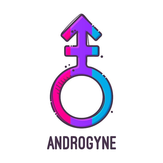 Vector símbolo de género andrógino signos de orientación sexual vector