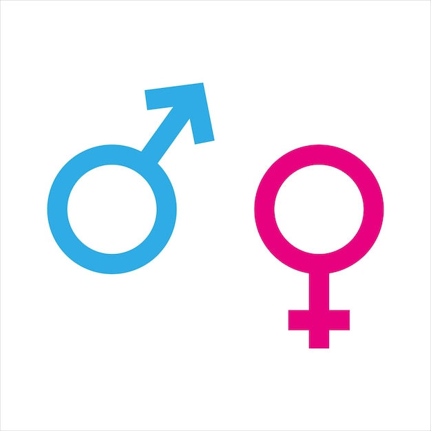 Vector símbolo de género masculino y femenino ilustración de vector de diseño de icono de sexo rosa y azul de mujer y hombre