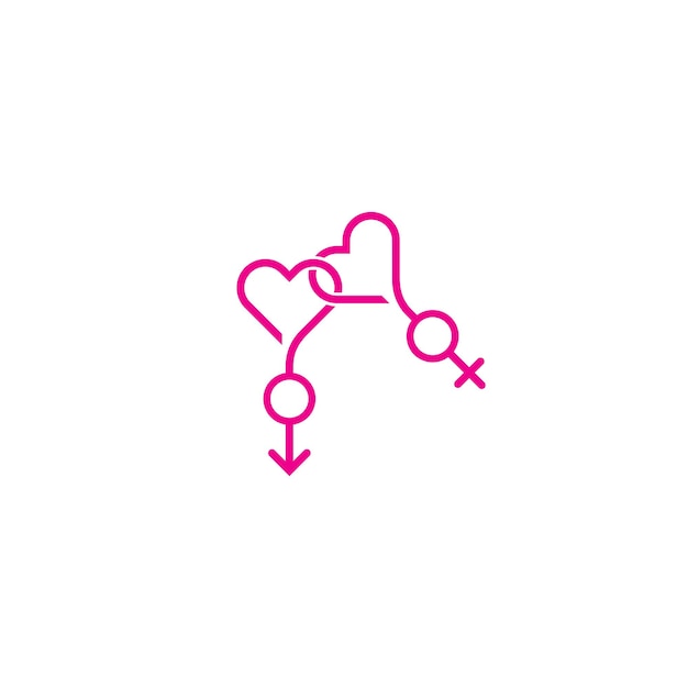 Símbolo de género con plantilla de icono de vector de amor