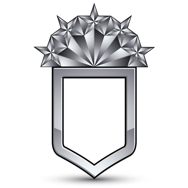 Símbolo geométrico gris de marca con cinco estrellas plateadas estilizadas, ideal para uso en diseño web y gráfico, icono plateado vectorial corporativo aislado en fondo blanco.