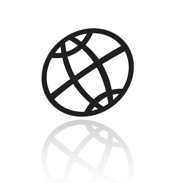 Símbolo de globo simplista negro con un reflejo