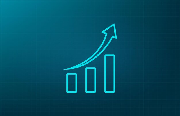 Símbolo de gráfico comercial Ilustración vectorial sobre fondo azul Eps 10