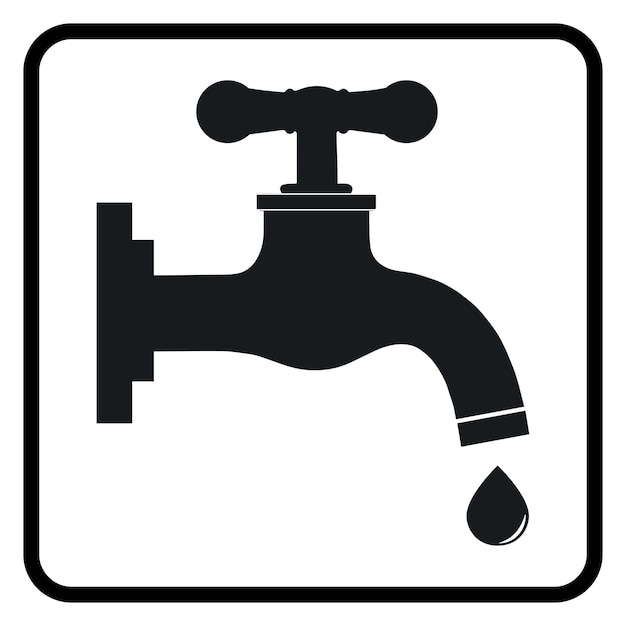 Símbolo de grifo de agua Grifo de agua negro en fondo blanco dibujo por ilustración Icono de agua permitida