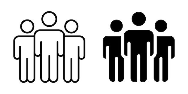Símbolo de grupo familiar juntos Estilo de línea y silueta