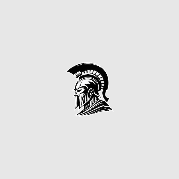 Vector símbolo del guerrero espartano escudo de armas casco militar espartano logotipo casco de gladiador griego espartano