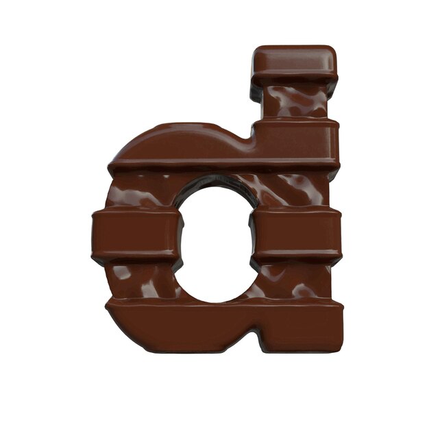 Símbolo hecho de chocolate 3d letra d