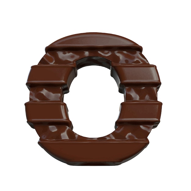 Símbolo hecho de chocolate 3d letra o