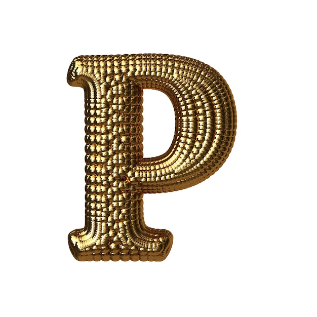 Símbolo hecho de esferas de oro letra p