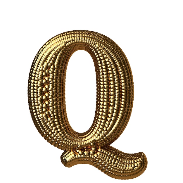 Símbolo hecho de esferas de oro letra q