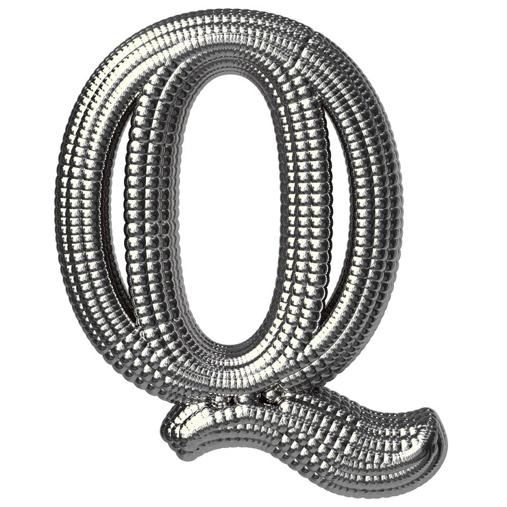 Vector símbolo hecho de esferas de plata letra q