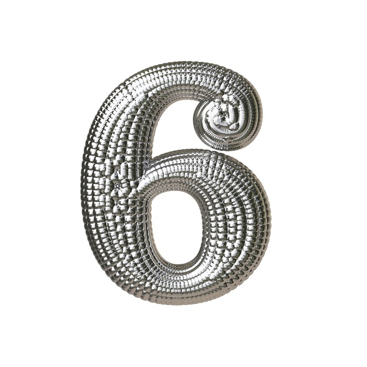 Vector símbolo hecho de esferas de plata número 6
