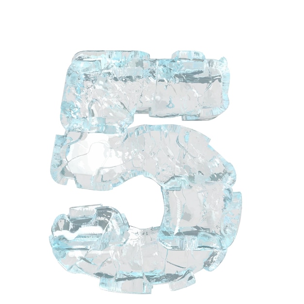 Símbolo hecho de hielo 3d número 5