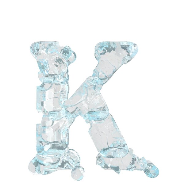 Símbolo hecho de hielo roto letra k