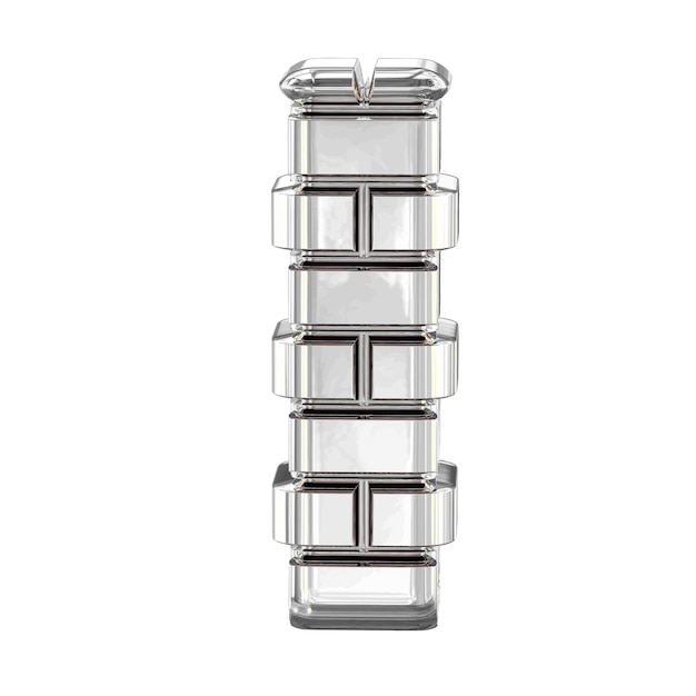 El símbolo hecho de ladrillos de plata letra l