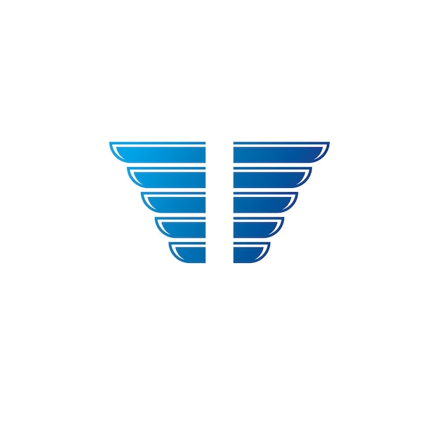 Símbolo heráldico de alas azules. Logotipo decorativo del escudo de armas heráldico aislado ilustración vectorial.