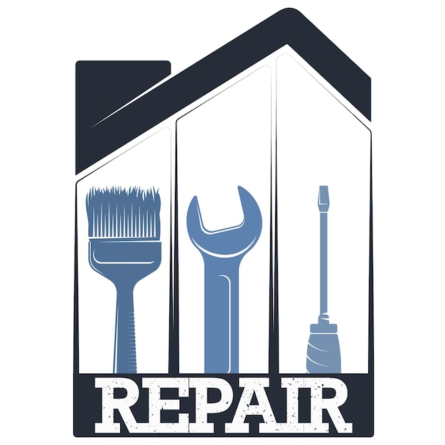 Vector símbolo de herramientas de reparación y alojamiento para el hogar