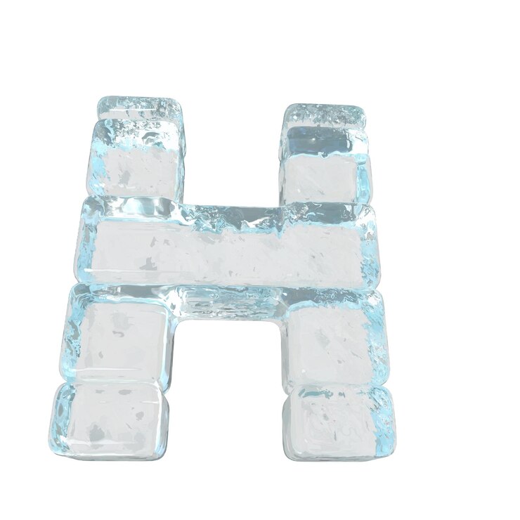 Vector símbolo de hielo hecho de bloques horizontales letra h