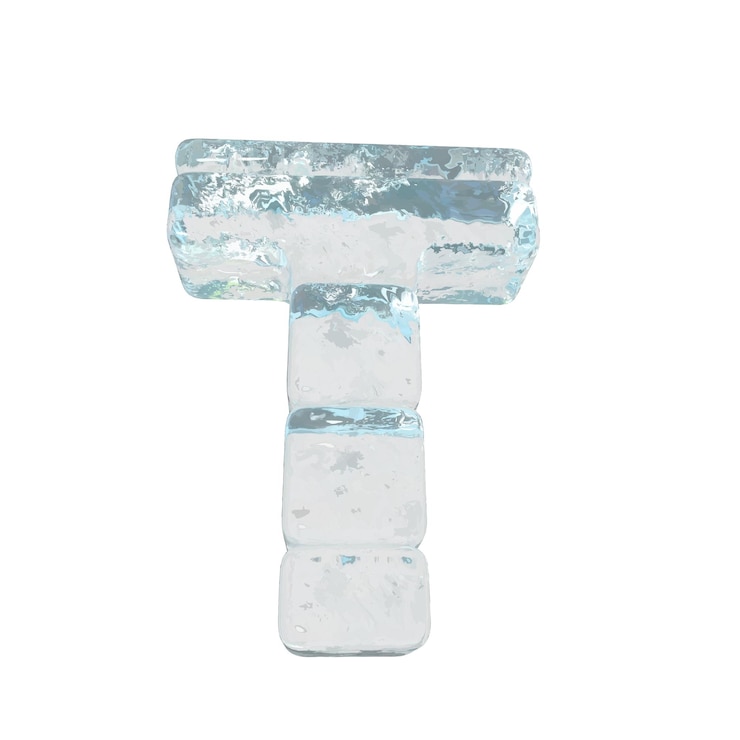 Vector símbolo de hielo hecho de bloques horizontales letra t