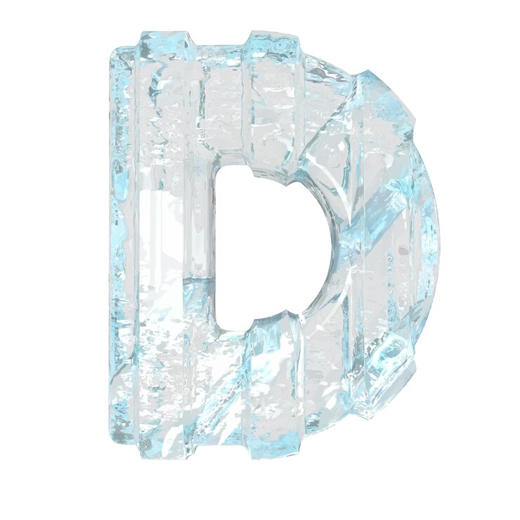 Vector símbolo de hielo con tiras verticales gruesas letra d