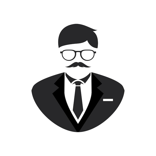 símbolo de hombre de negocios con gafas icono de vector diseño de ilustración simple