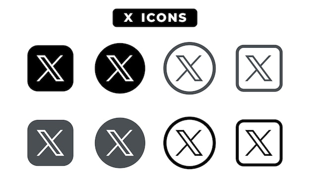 Símbolo de la icona X vector del logotipo de las redes sociales Conjunto de ilustraciones