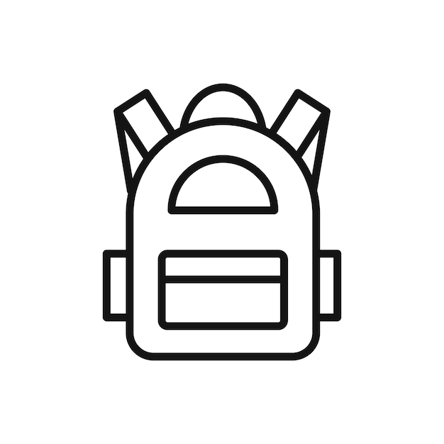 Símbolo del icono de la bolsa escolar en fondo blanco